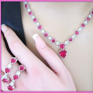 Ruby heart cut gemstone 18k gold filled ladies